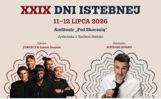 Plakat wydarzenia ze zdjęciami zespołu Perfect i Mateusza Ziółko oraz programem wydarzenia