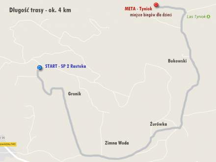 VII Bieg na Tyniok - Mapka trasy