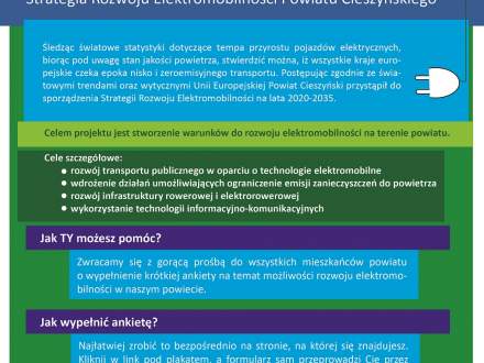 Ogłoszenie dotyczące Strategii Rozwoju Elektromobilności Powiatu Cieszyńskiego na lata 2020-2035.