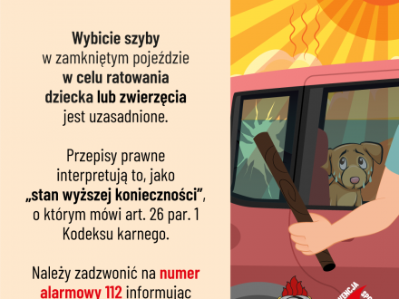 Ulotka dot. ratowania poszkodowanego w czasie upałów.