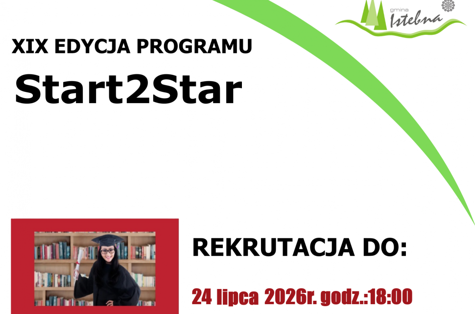 Grafika informacyjna w sprawie rekrutacji do XIX Edycji Programu Start2Star