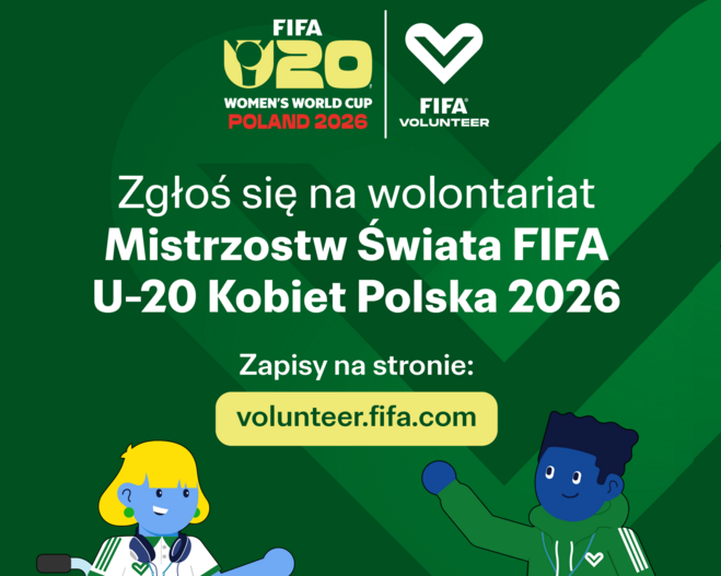 Plakat informacyjny dotyczący wolontariatu w czasie Mistrzostw Świata FIFA U-20 Kobiet