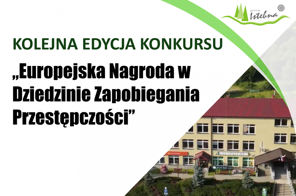 Grafika informacyjna dotycząca konkursu w dziedzinie zapobiegania przestępczości.