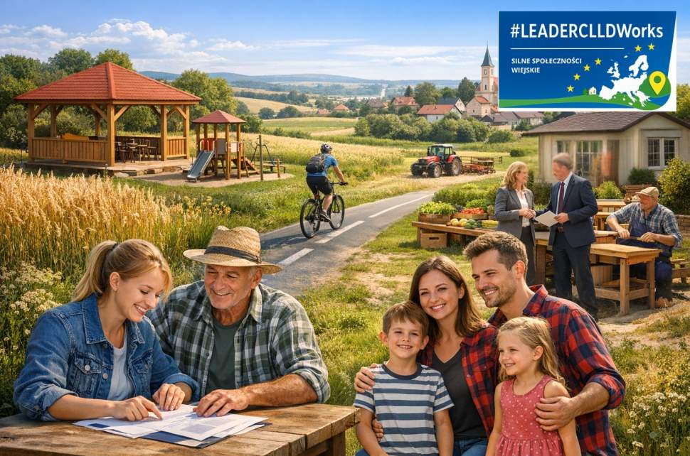 Grafika przedstawiająca życie na wsi, źródło: https://cieszynskakraina.pl/aktualnosci