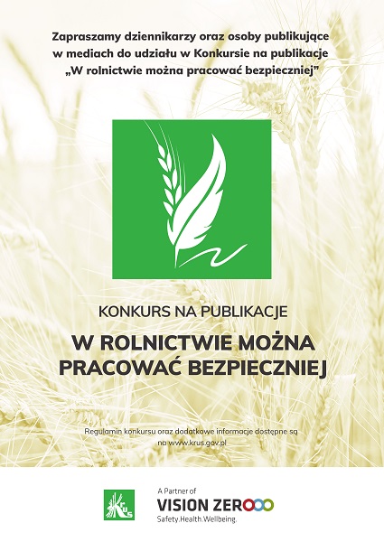 Plakat Konkursu "W rolnictwie można pracować bezpieczniej", źródło: www.krus.gov.pl